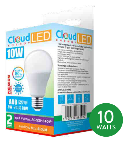 Cloud Energy | Pack of 10 Cloud Energy 10 WATTS AC LED PREMIUM BULB