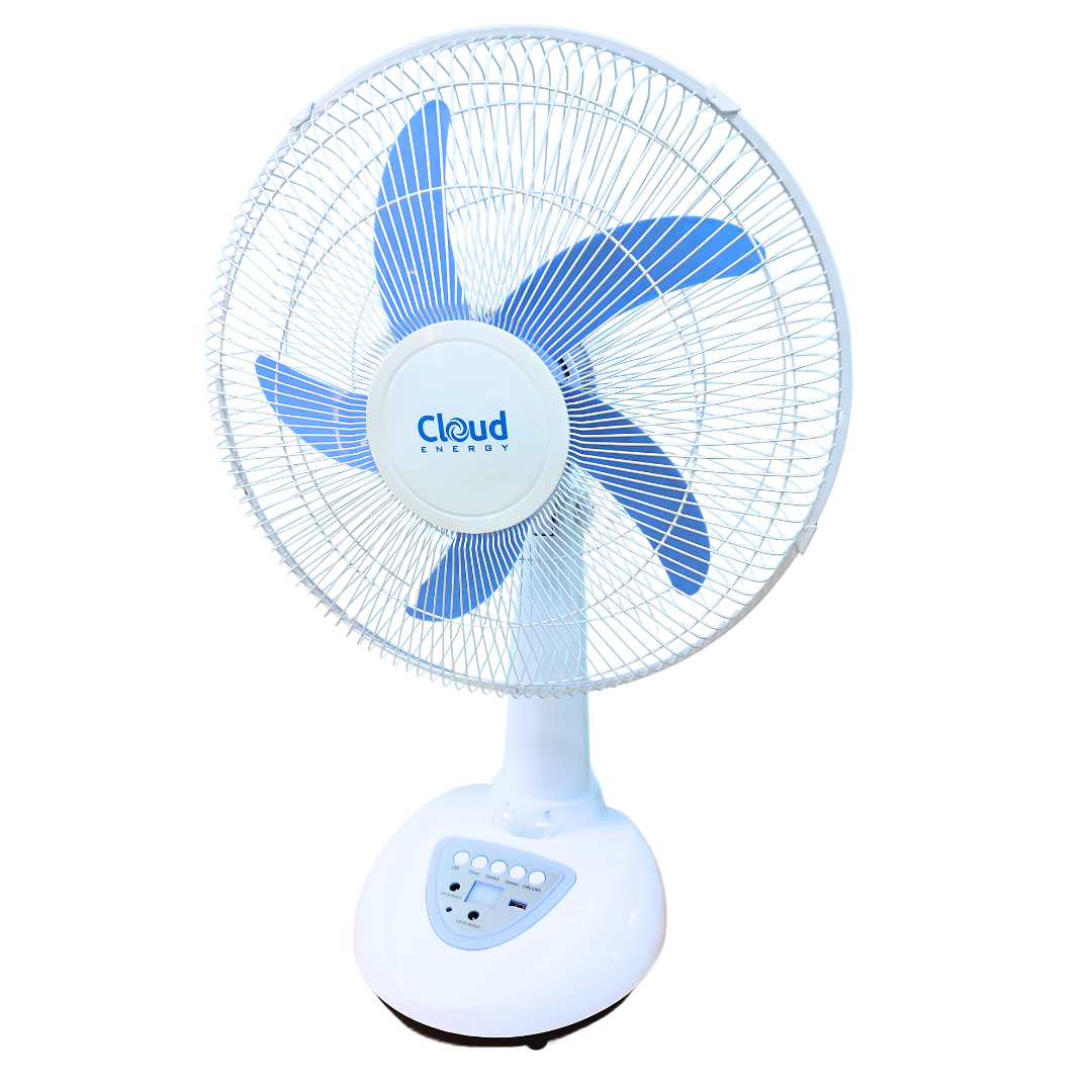 Cloud Energy | 16 Inch Table Rechargeable Fan + Remote Control (WHITE)